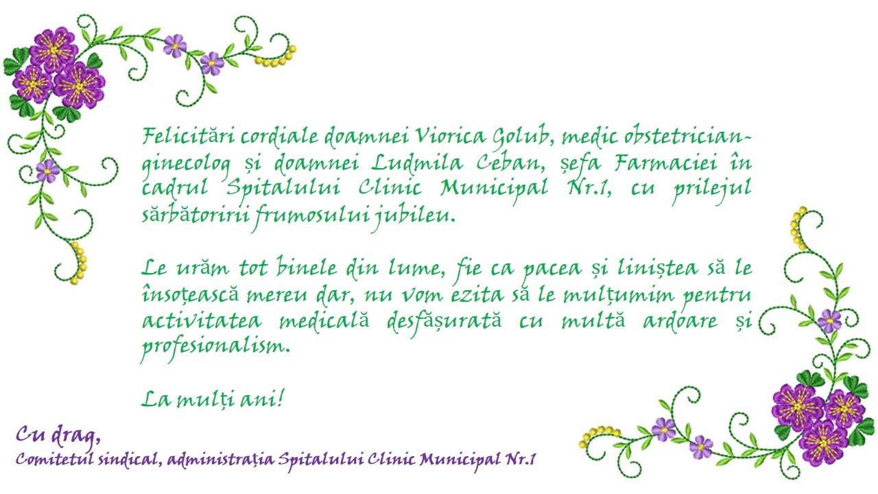 La mulți ani doamnelor doctori, Viorica Golub și Ludmila Ceban